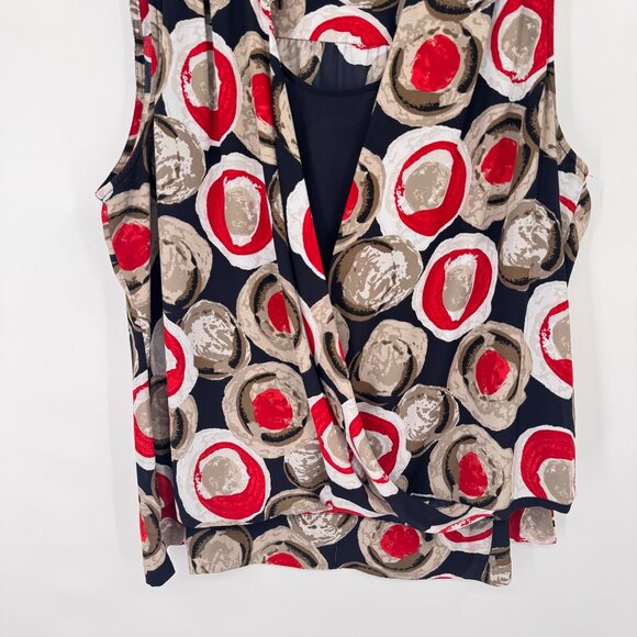 Alfani Woman Sleeveless Wrap Blouse top size 20W plus red Circle Print - Picture 10 of 10